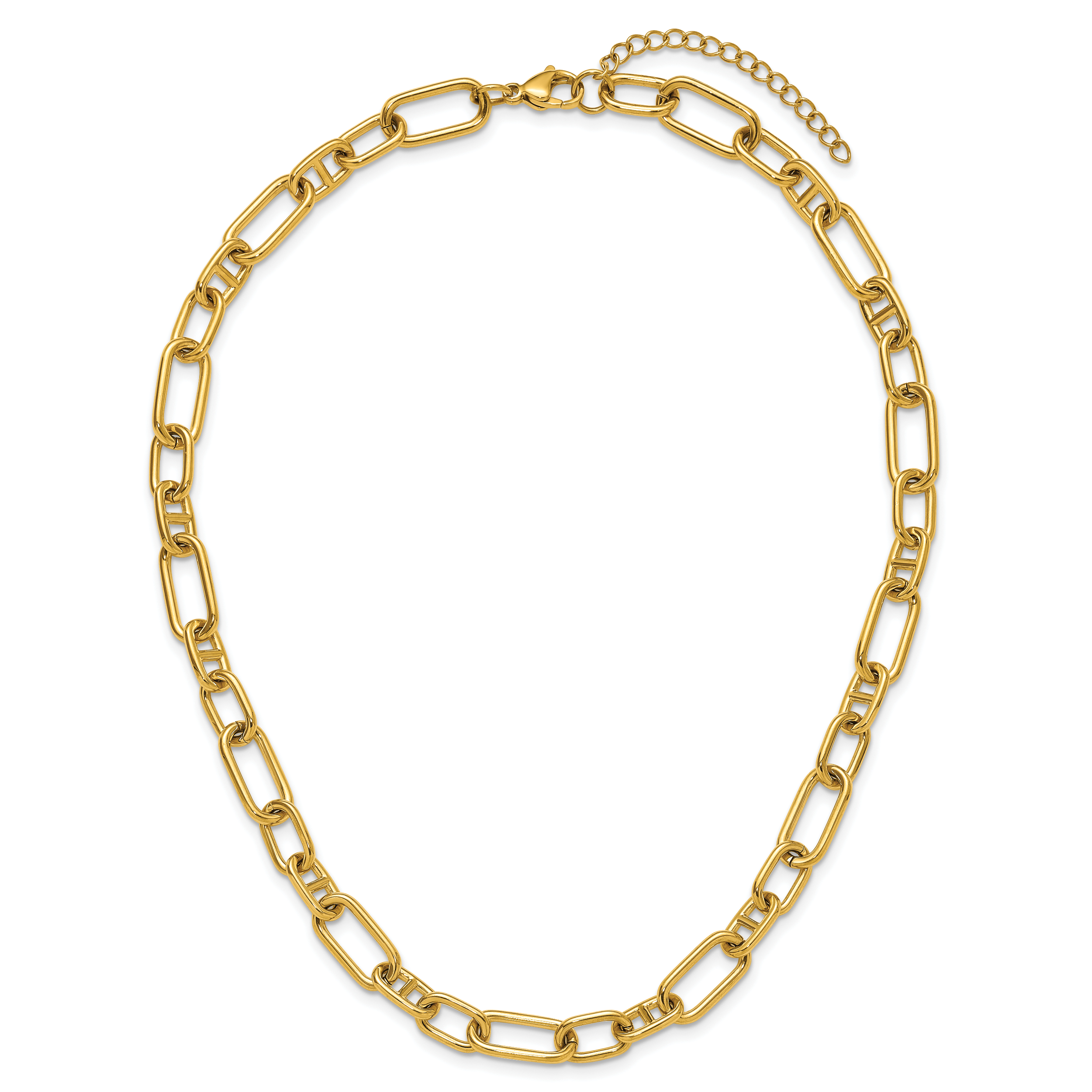 Polished Gold-Tone Stainless Steel Necklace 9mm