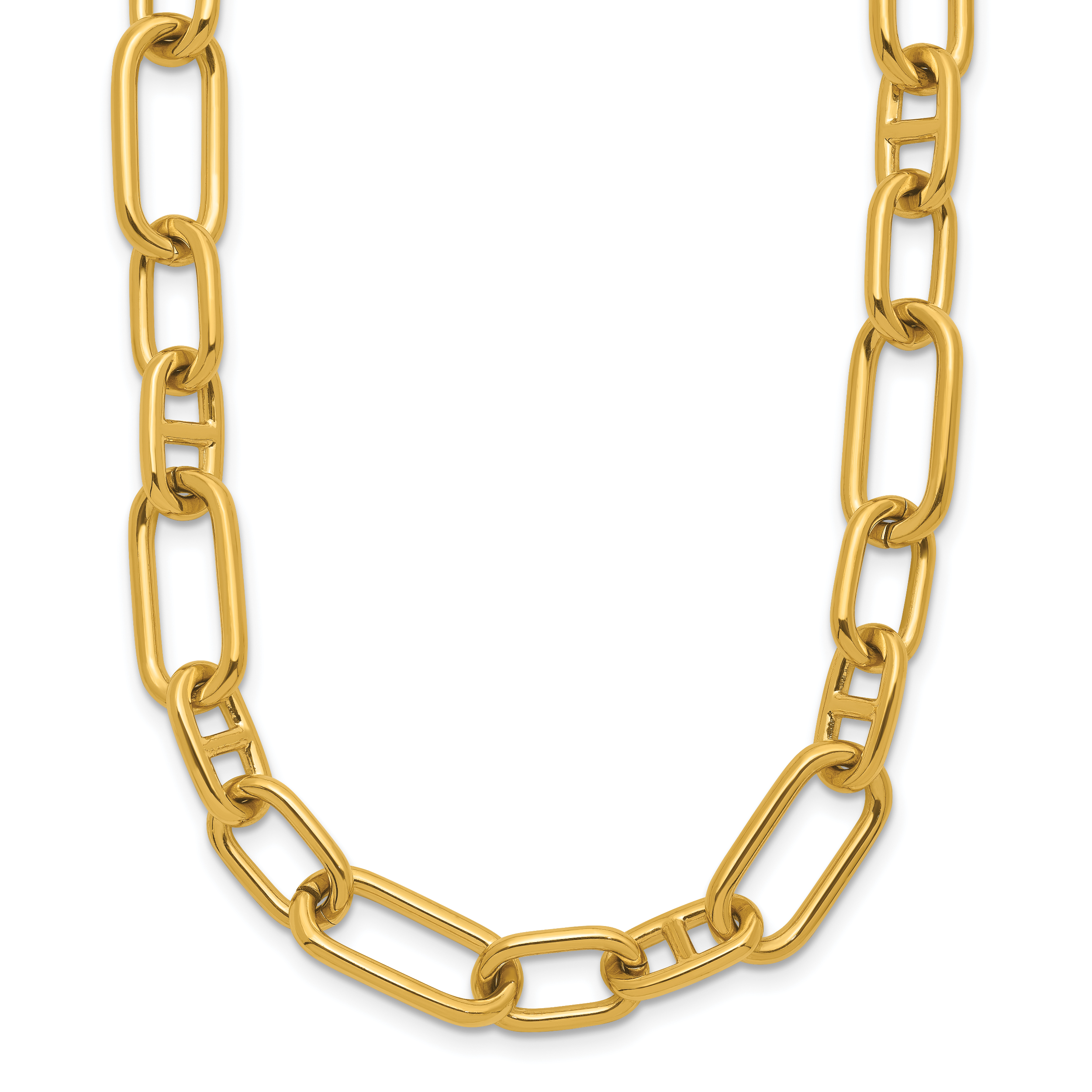 Polished Gold-Tone Stainless Steel Necklace 9mm