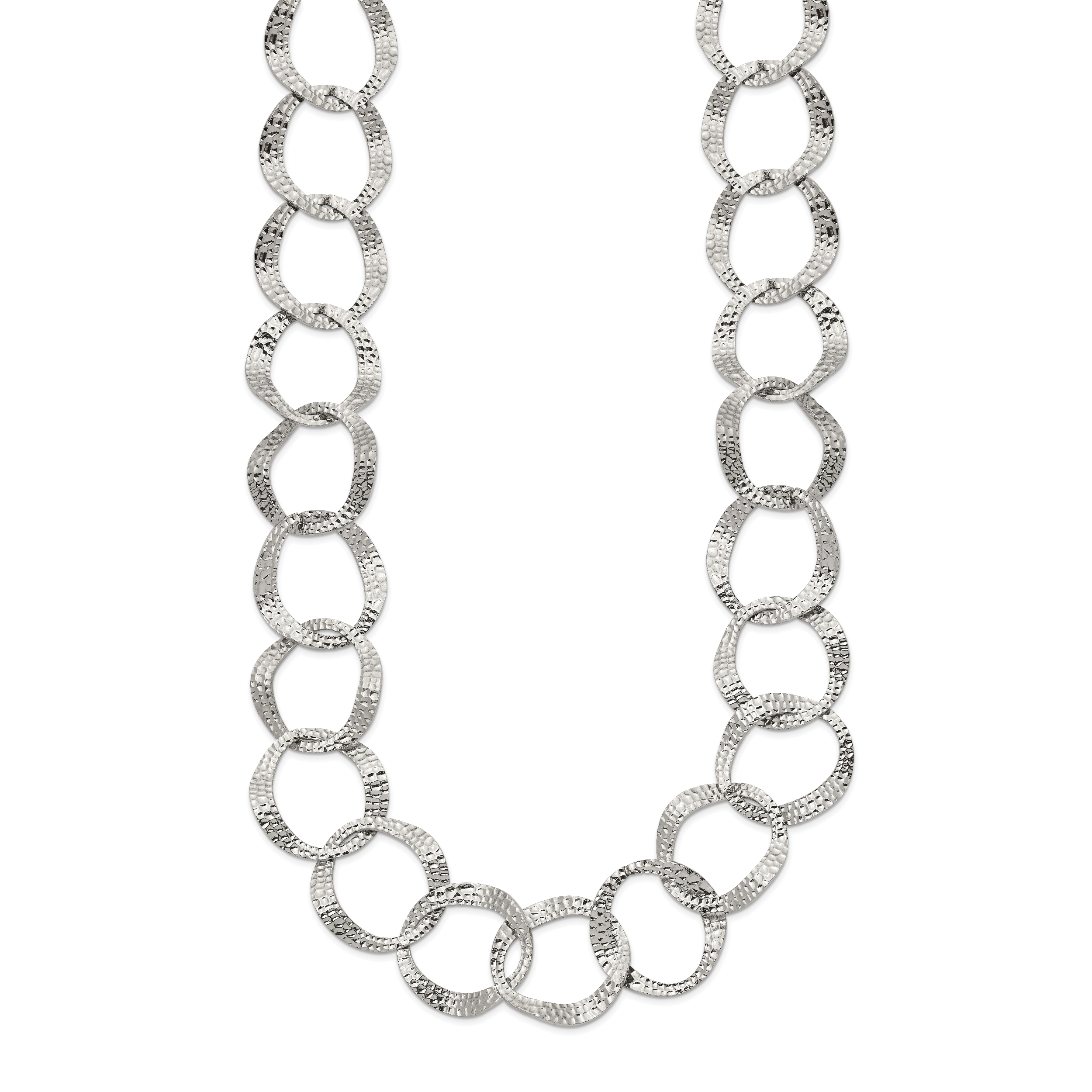 Polished Textured Stainless Steel Necklace 15mm Secondary image