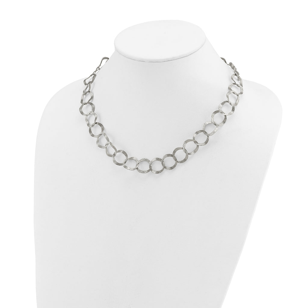 Polished Textured Stainless Steel Necklace 15mm