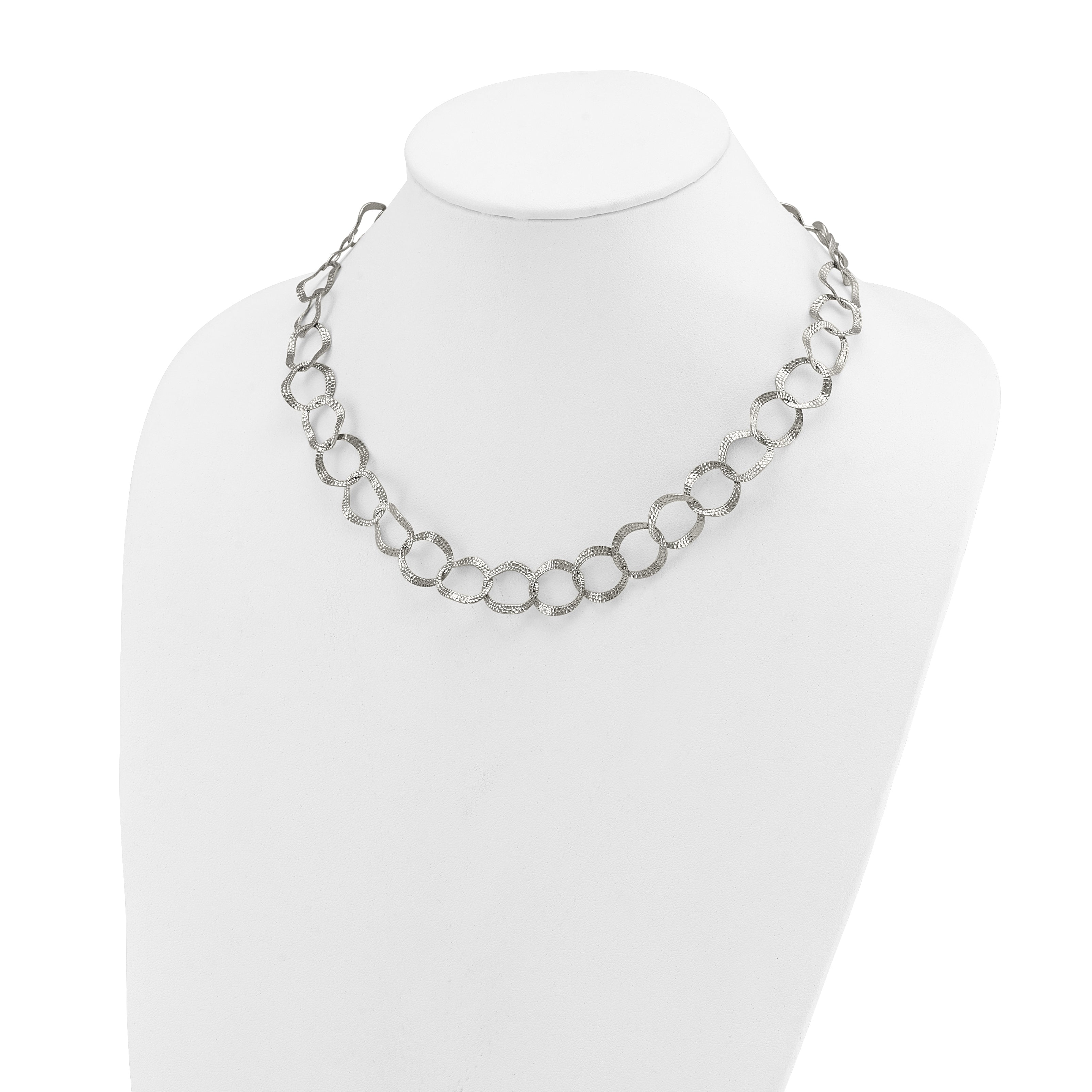 Polished Textured Stainless Steel Necklace 15mm