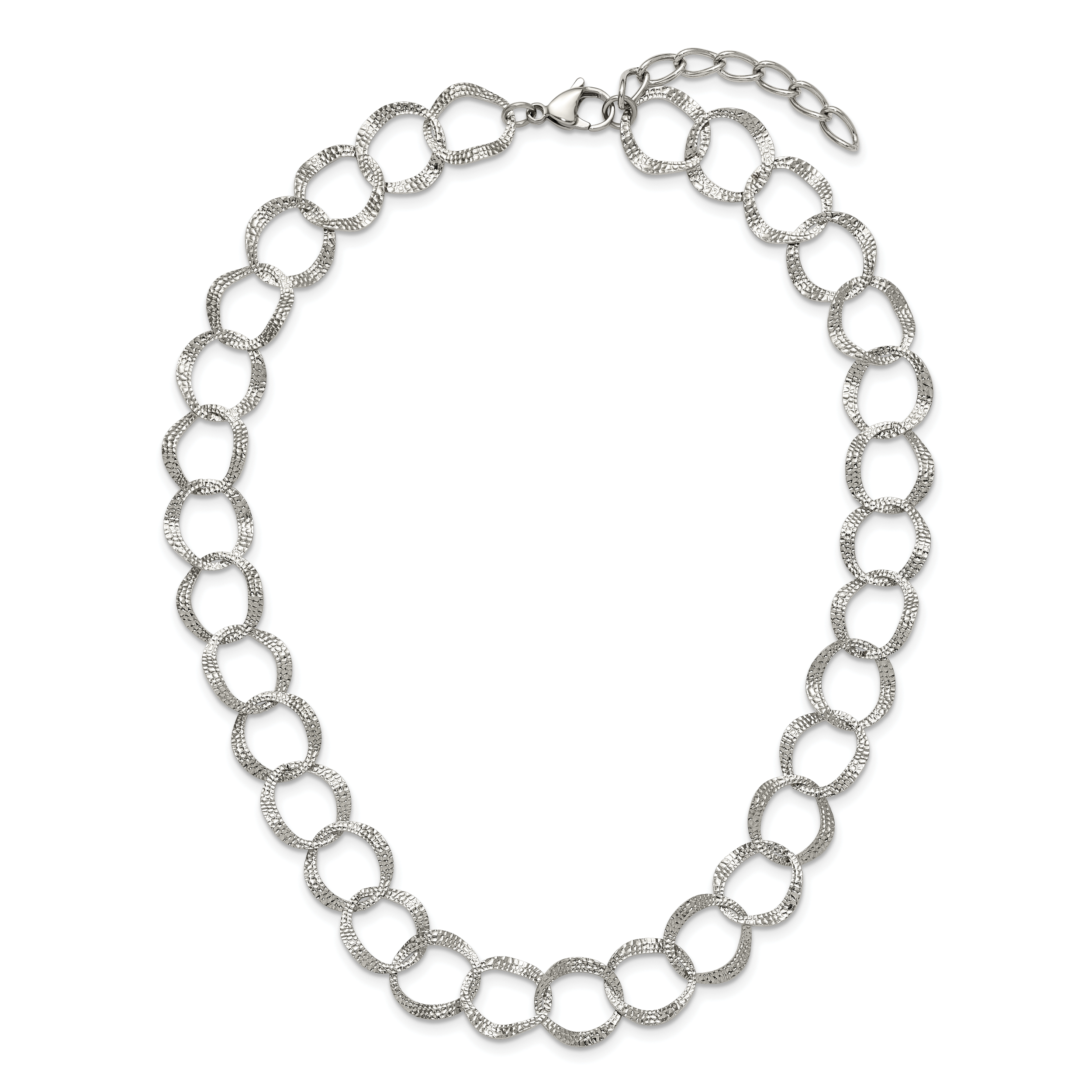 Polished Textured Stainless Steel Necklace 15mm
