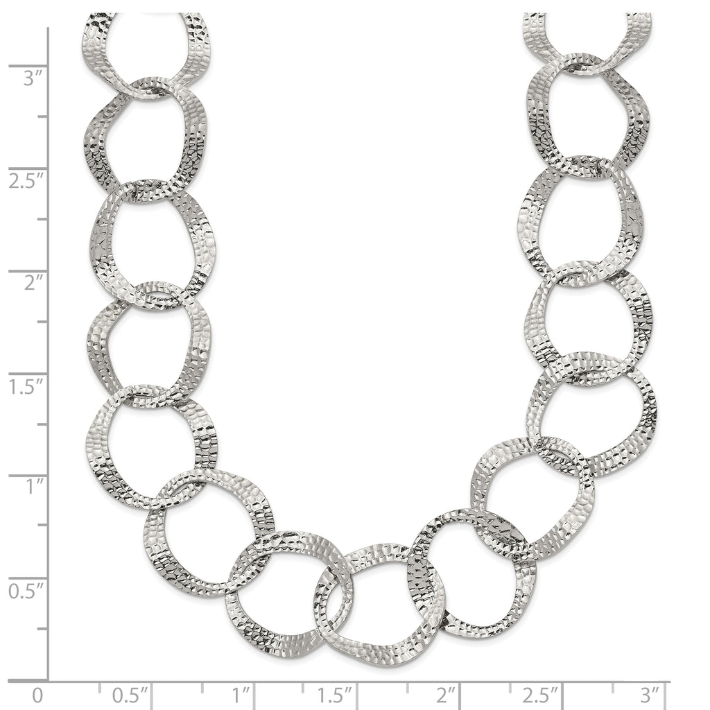 Polished Textured Stainless Steel Necklace 15mm