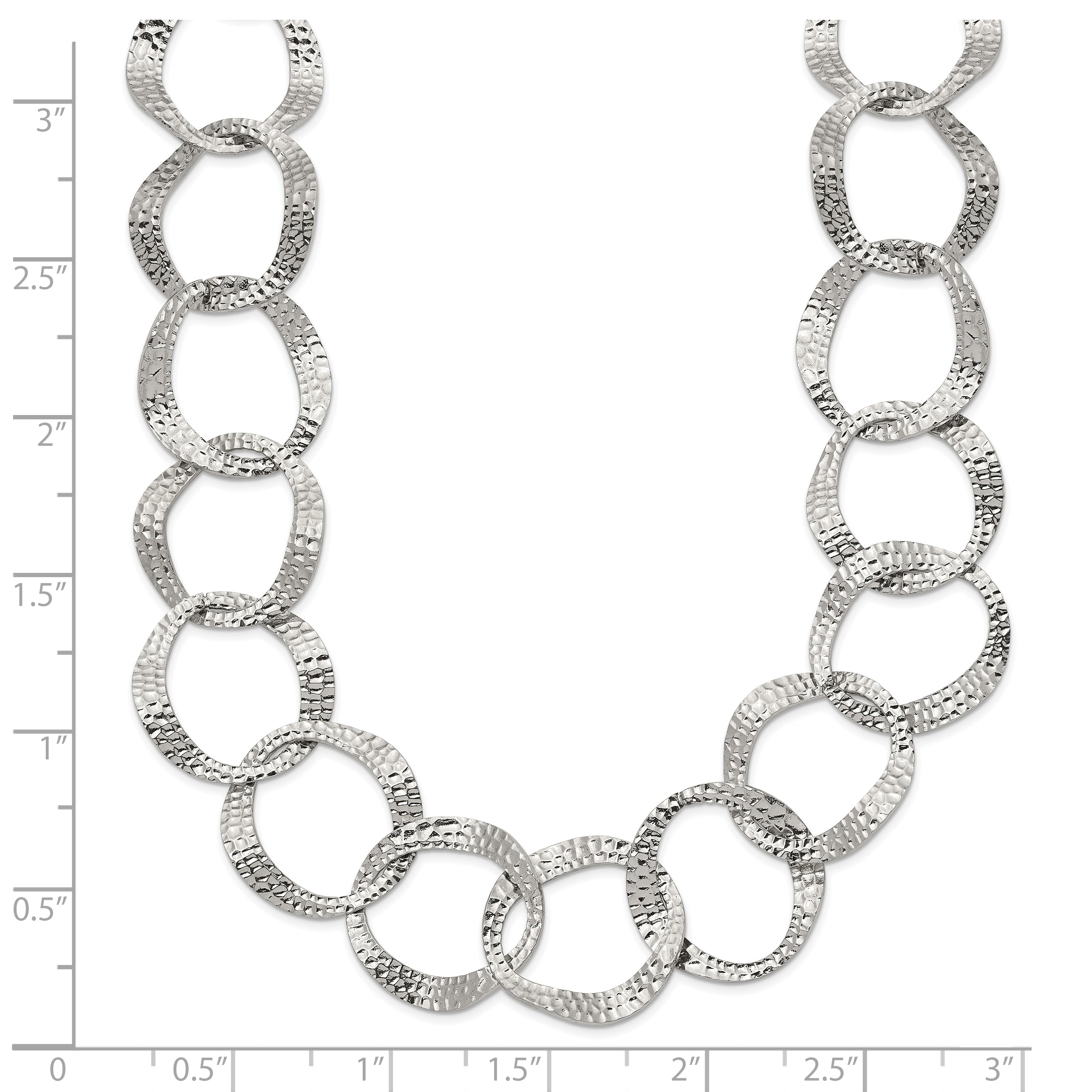 Polished Textured Stainless Steel Necklace 15mm