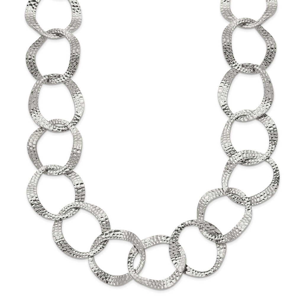 Polished Textured Stainless Steel Necklace 15mm