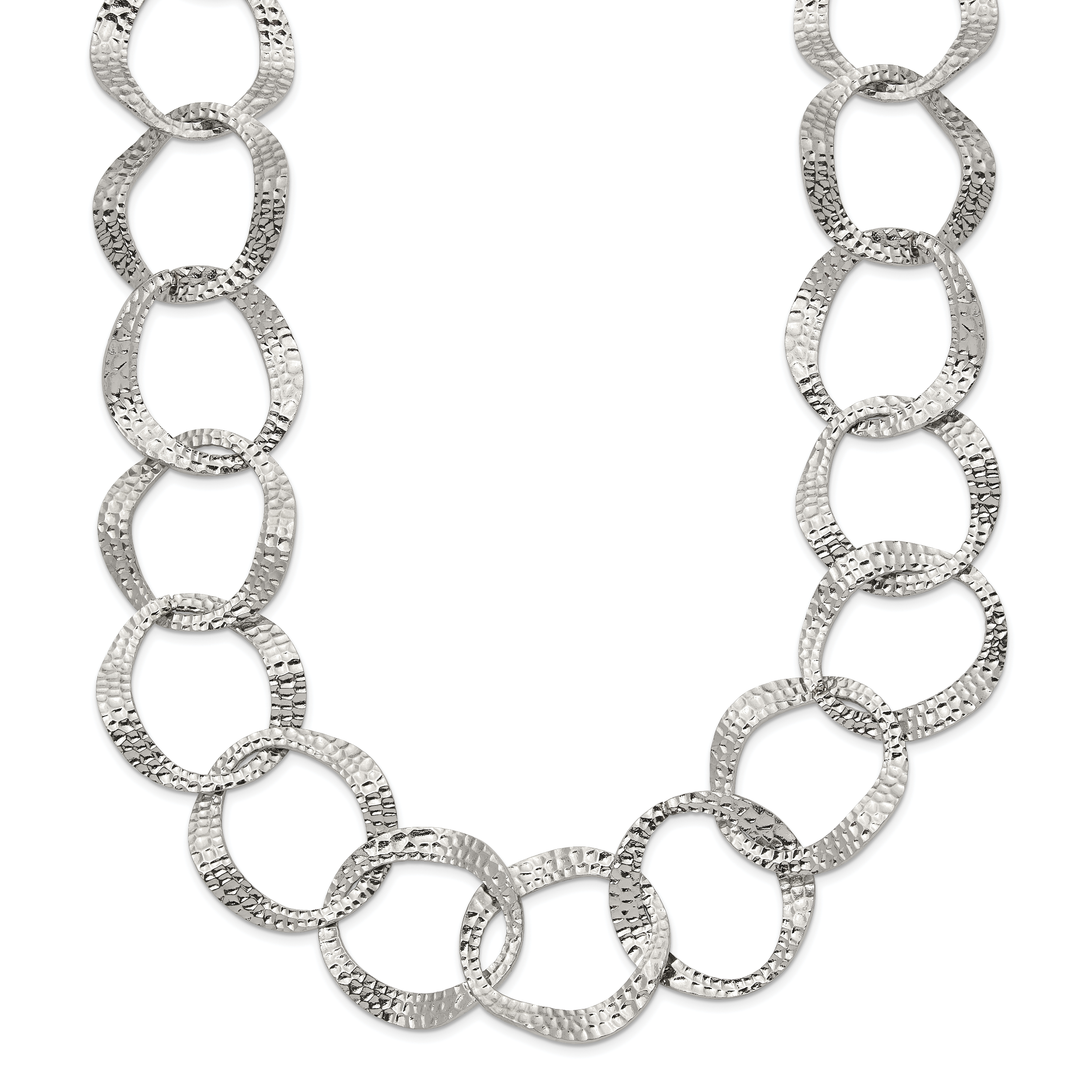 Polished Textured Stainless Steel Necklace 15mm