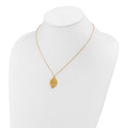 Gold-Tone Polished Leaf Stainless Steel Cable Chain Pendant Necklace 0.85mm