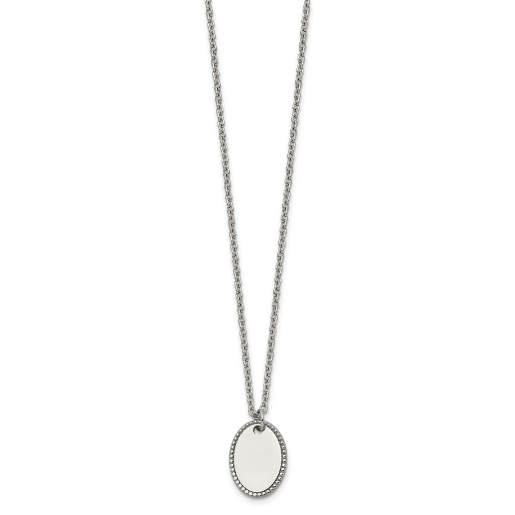Polished Stainless Steel Cable Chain Pendant Necklace 2mm