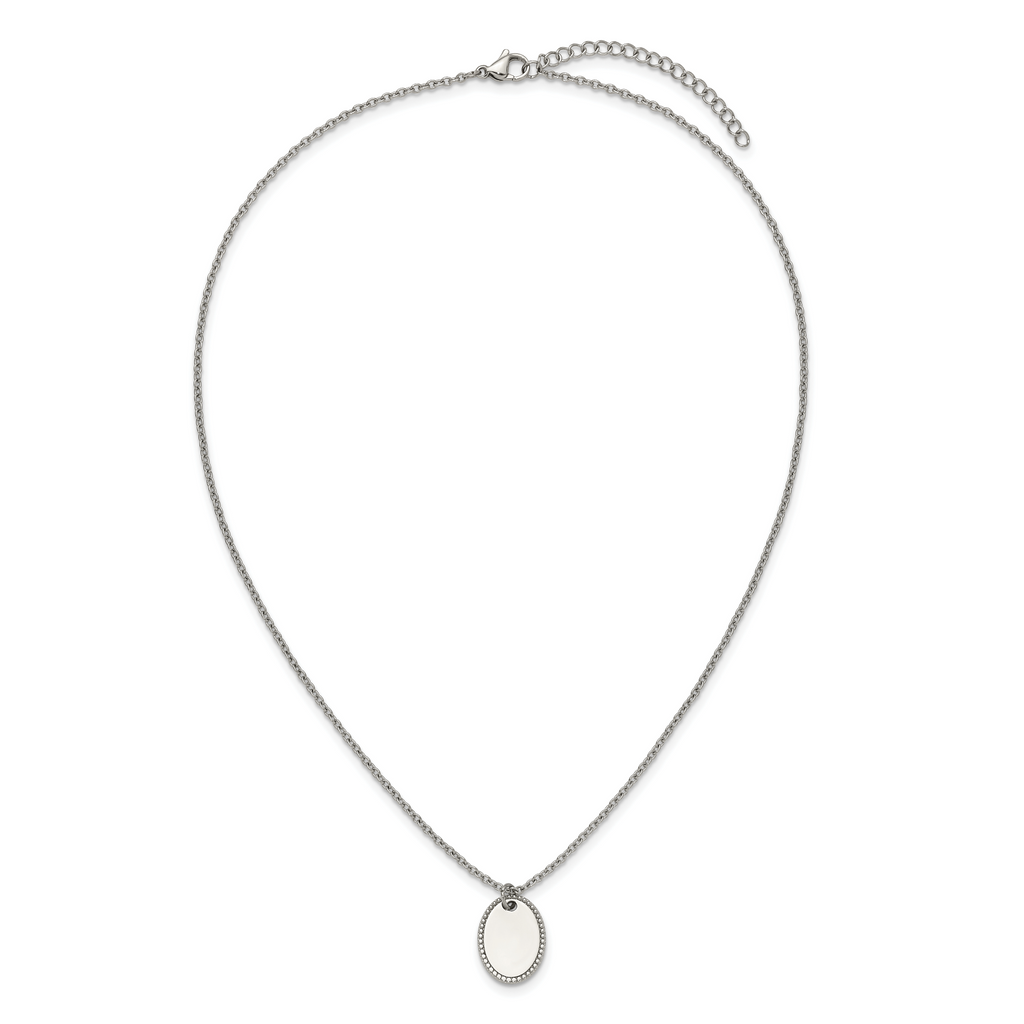 Polished Stainless Steel Cable Chain Pendant Necklace 2mm
