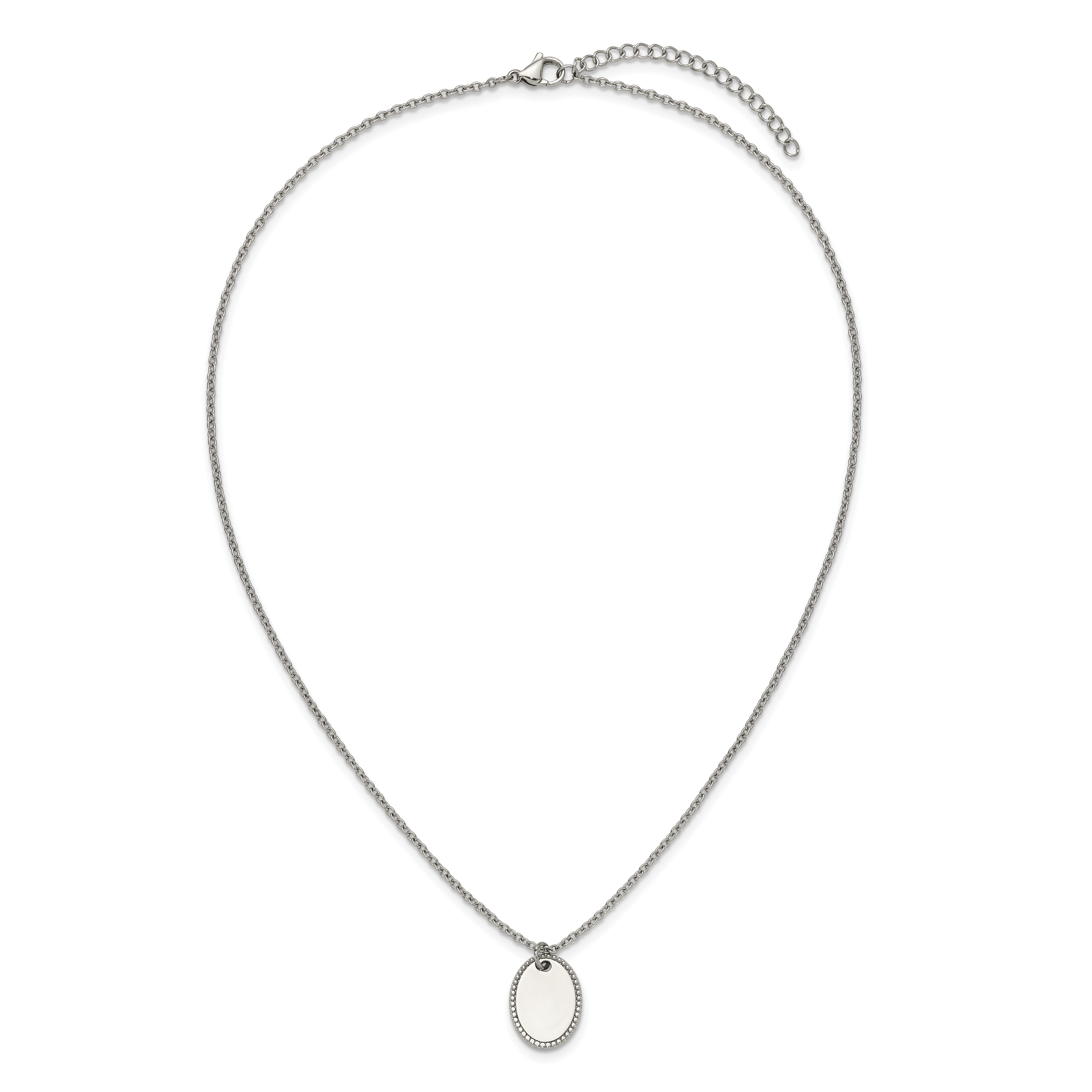 Polished Stainless Steel Cable Chain Pendant Necklace 2mm