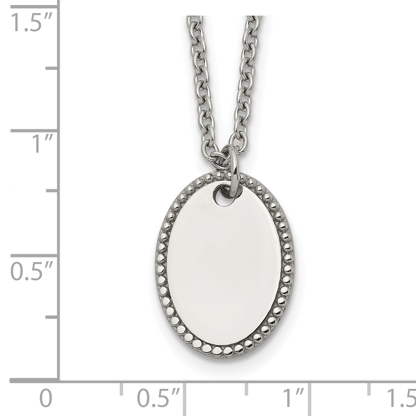 Polished Stainless Steel Cable Chain Pendant Necklace 2mm