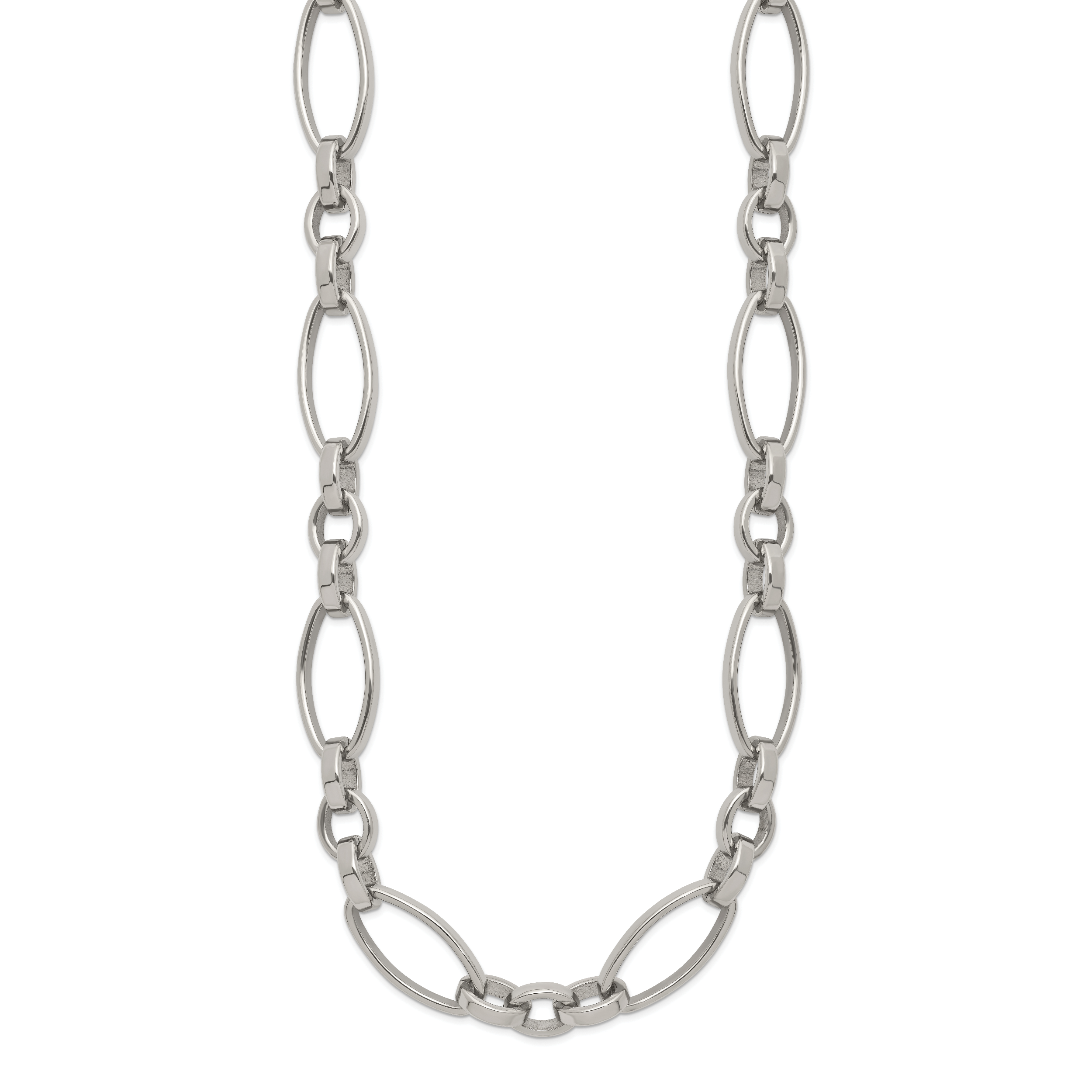 Polished Stainless Steel Open Link Chain Necklace 9.5mm Secondary image