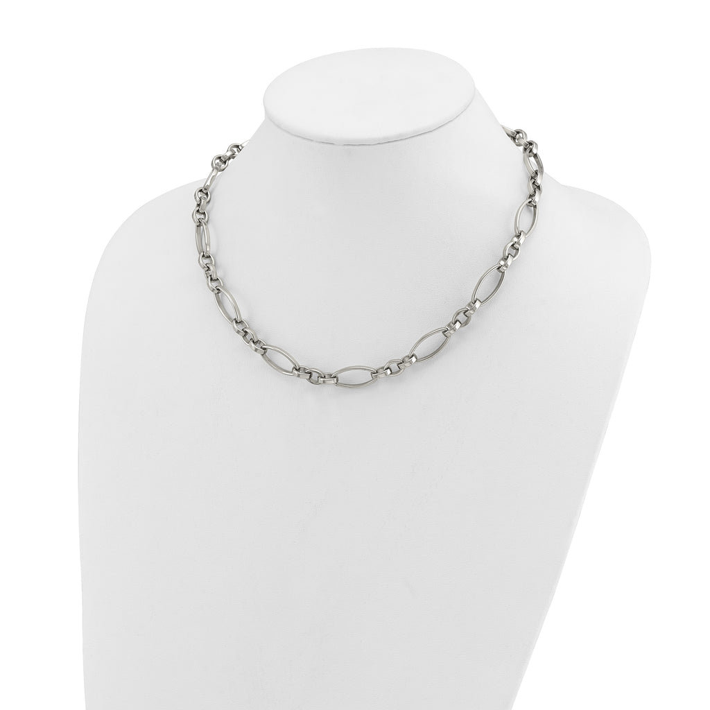 Polished Stainless Steel Open Link Chain Necklace 9.5mm