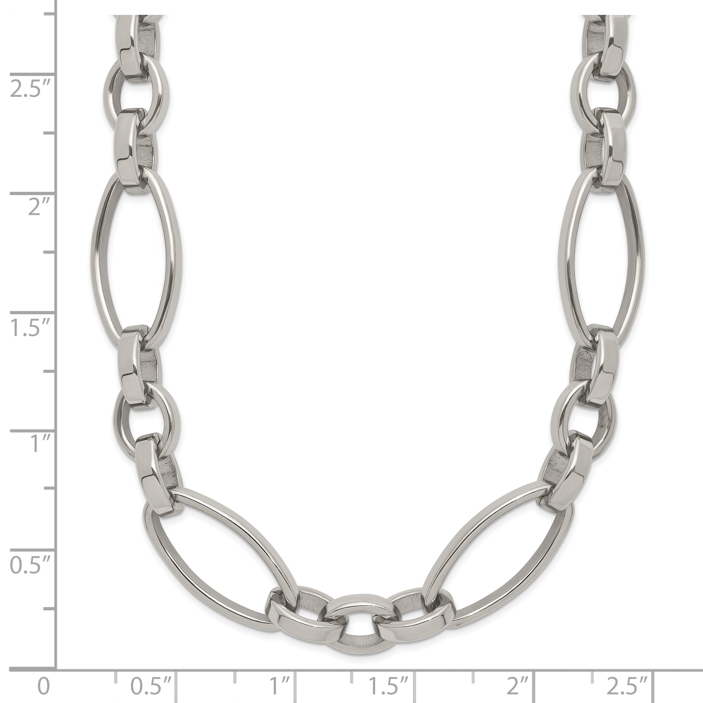 Polished Stainless Steel Open Link Chain Necklace 9.5mm