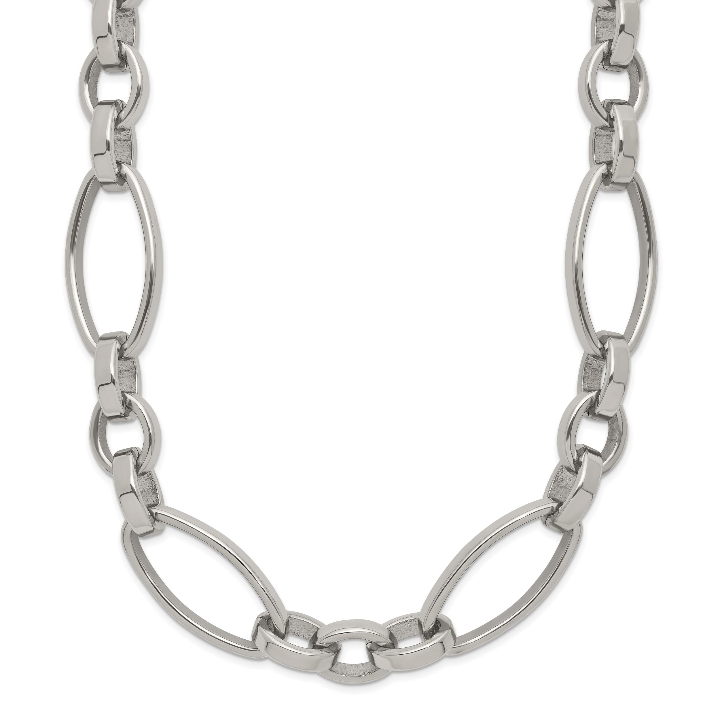 Polished Stainless Steel Open Link Chain Necklace 9.5mm Main image