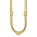 Gold-Tone Polished Anchor Stainless Steel Necklace 3mm