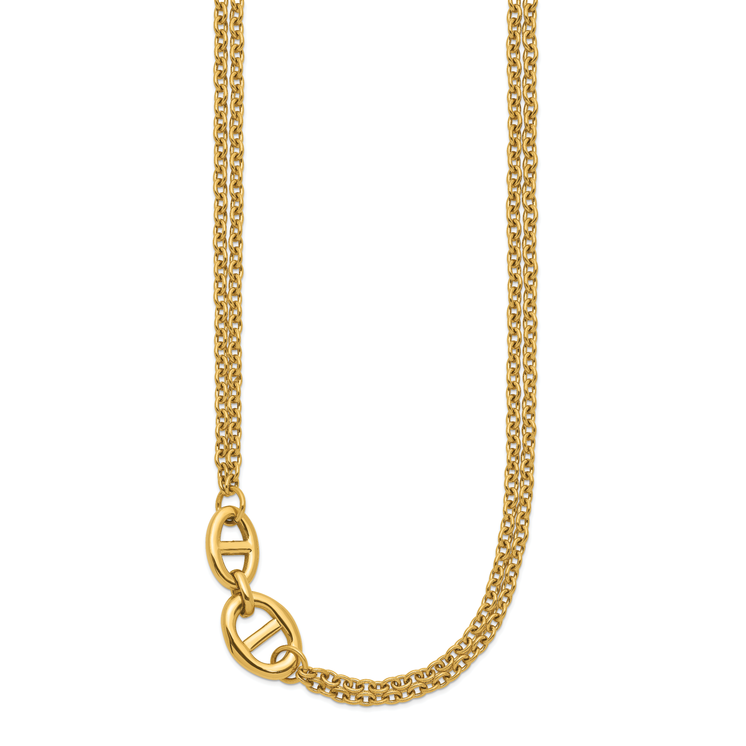 Polished Gold-Tone Stainless Steel Necklace 3mm