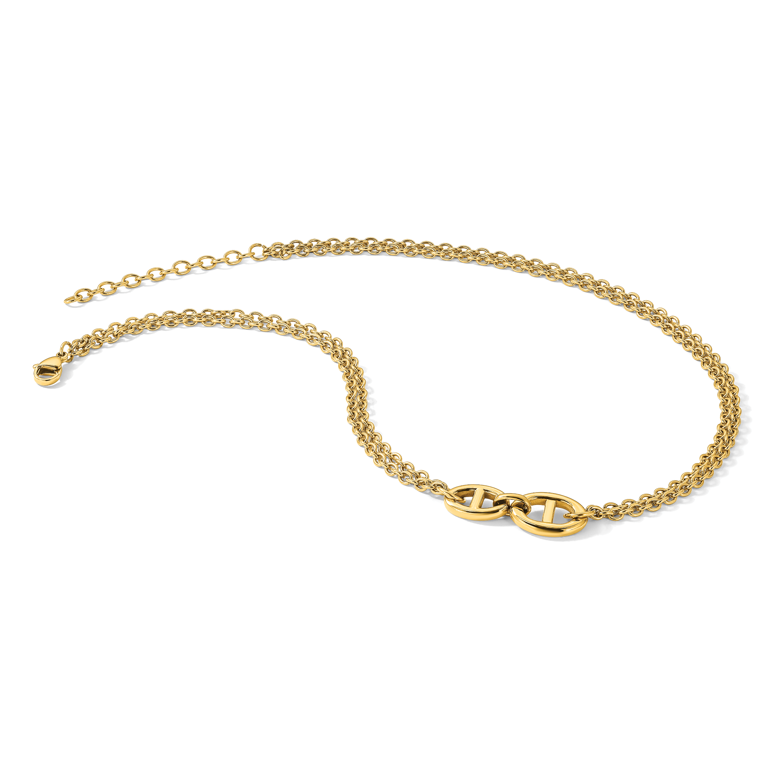 Polished Gold-Tone Stainless Steel Necklace 3mm