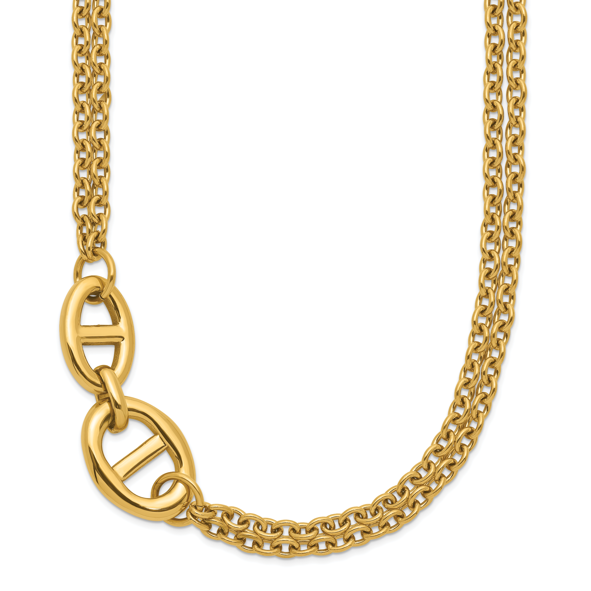 Polished Gold-Tone Stainless Steel Necklace 3mm