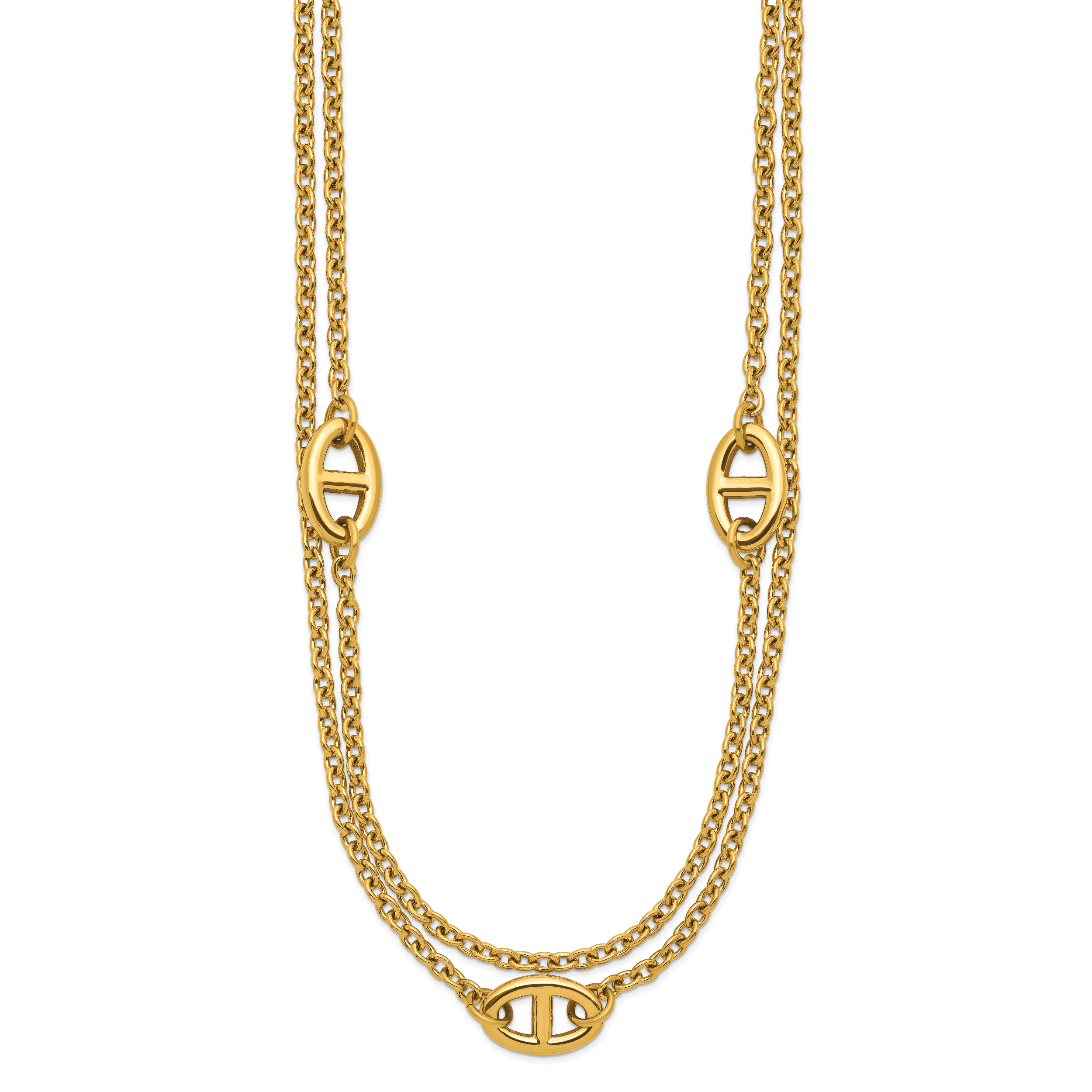 Polished Gold-Tone Stainless Steel Necklace 4mm