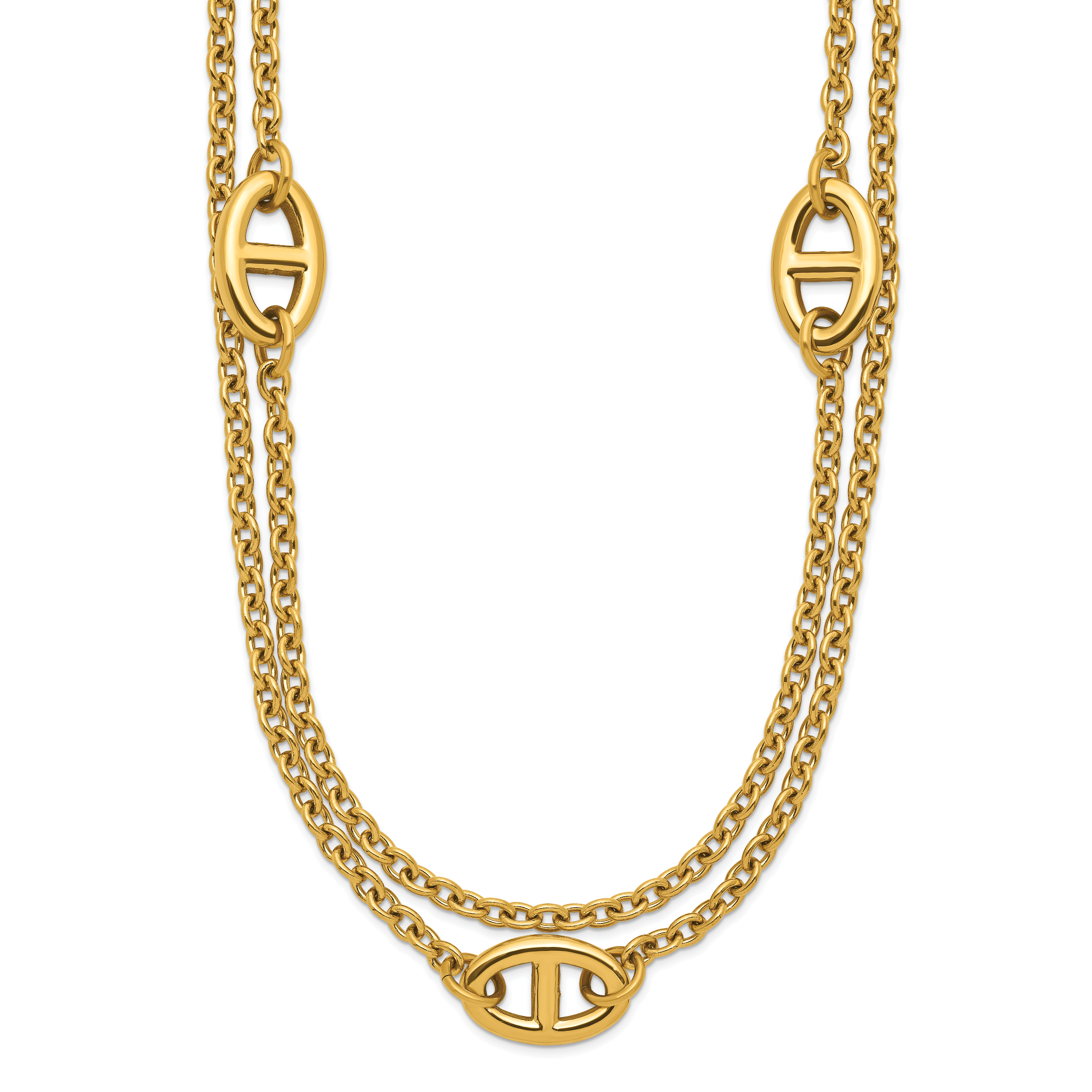 Polished Gold-Tone Stainless Steel Necklace 4mm