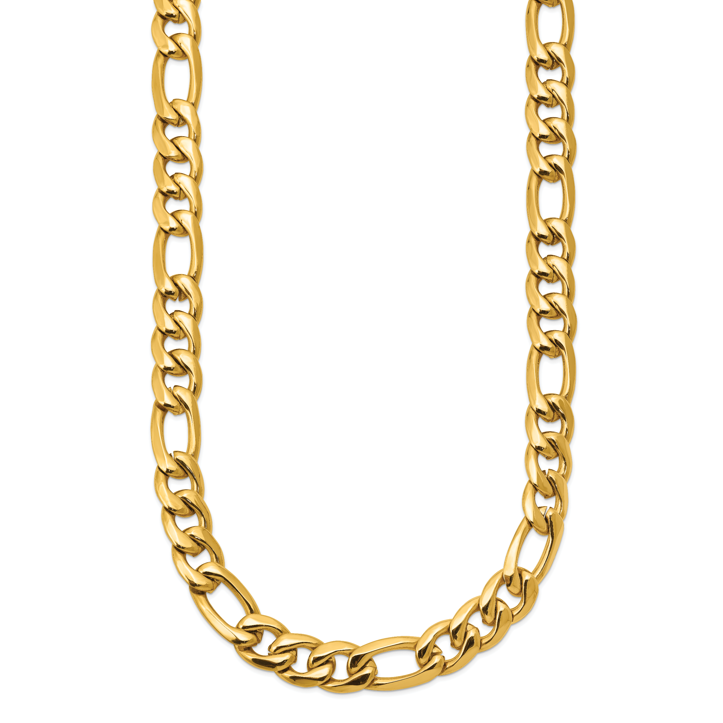 Men's Polished Gold-Tone Stainless Steel Figaro Chain Necklace 1.5mm