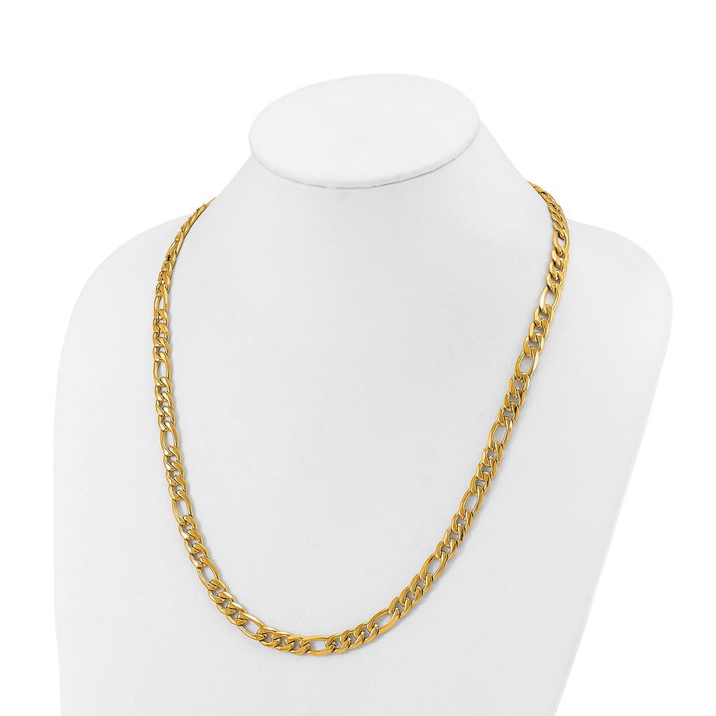 Men's Polished Gold-Tone Stainless Steel Figaro Chain Necklace 1.5mm