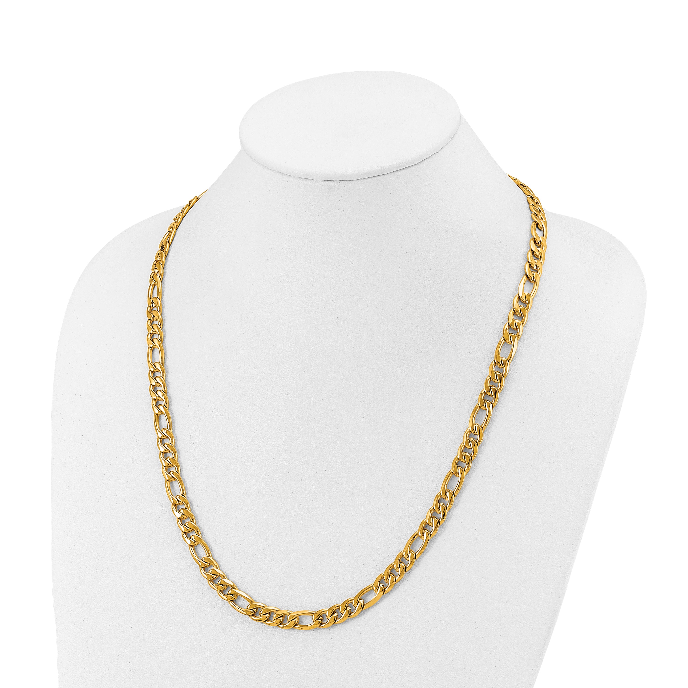 Men's Polished Gold-Tone Stainless Steel Figaro Chain Necklace 1.5mm