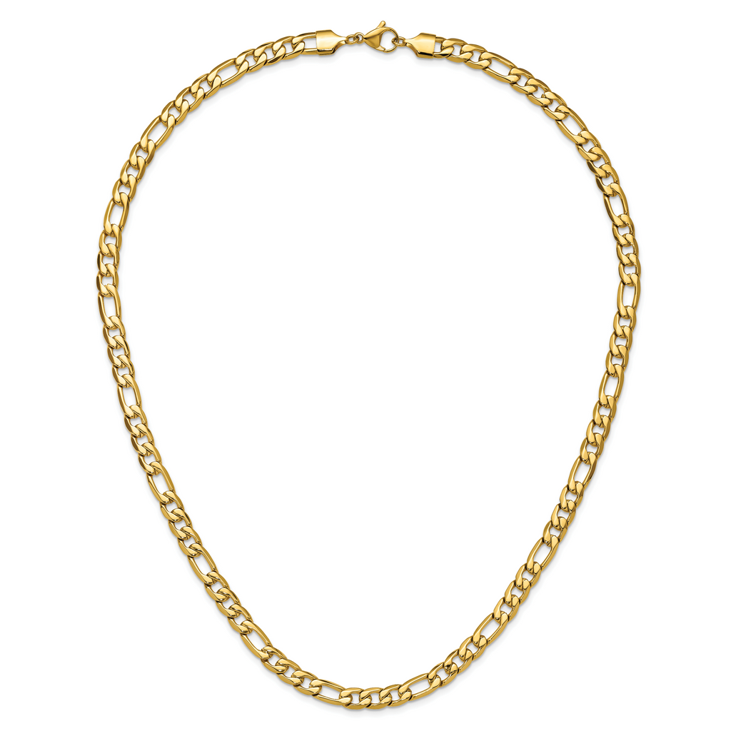 Men's Polished Gold-Tone Stainless Steel Figaro Chain Necklace 1.5mm