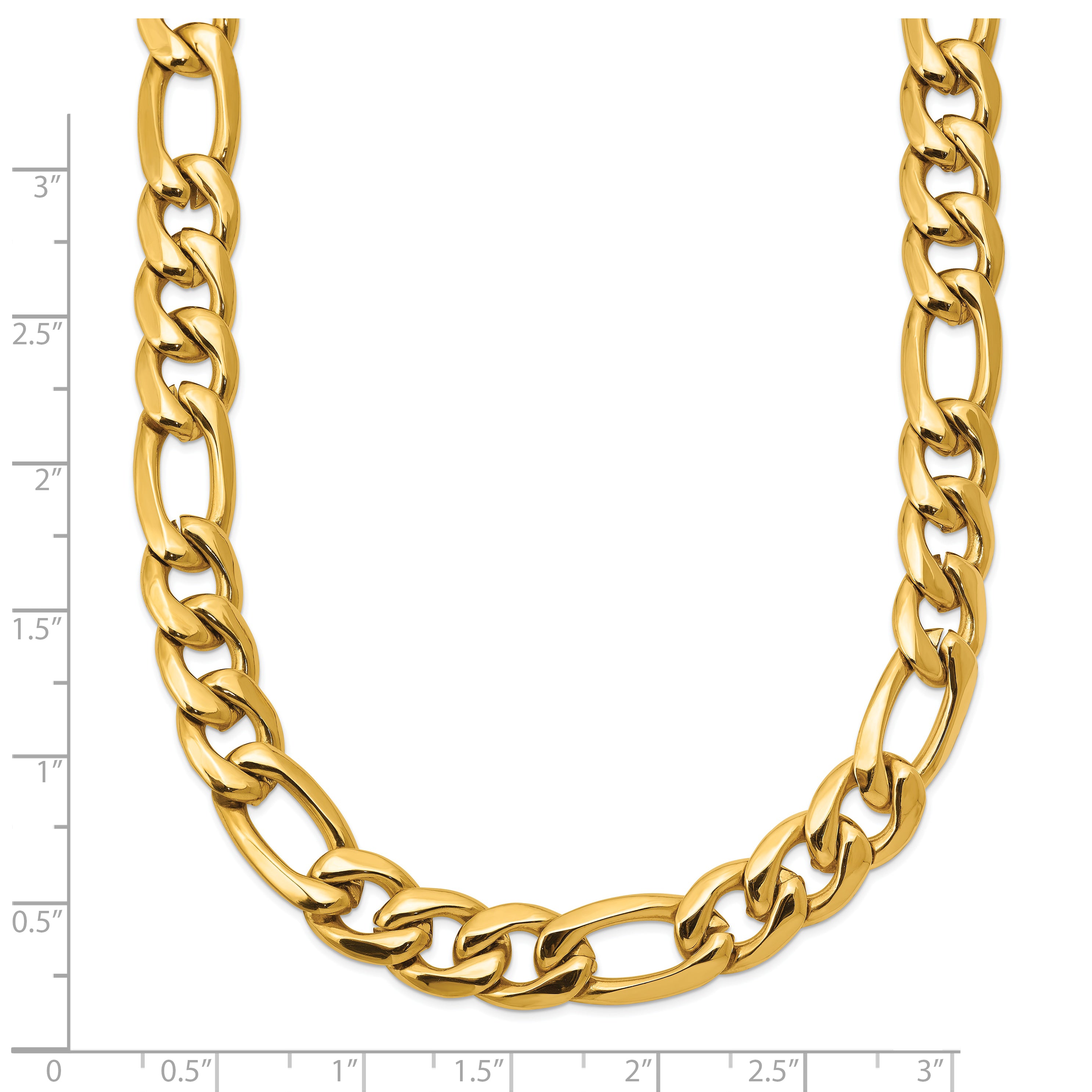 Men's Polished Gold-Tone Stainless Steel Figaro Chain Necklace 1.5mm