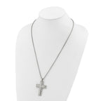 Men's Polished Cross Stainless Steel Box Chain Necklace 1.8mm Textured