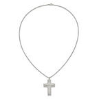 Men's Polished Cross Stainless Steel Box Chain Necklace 1.8mm Textured