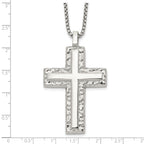 Men's Polished Cross Stainless Steel Box Chain Necklace 1.8mm Textured