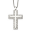 Men's Polished Cross Stainless Steel Box Chain Necklace 1.8mm Textured