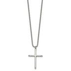 Polished Cross Stainless Steel Box Chain Necklace 1.8mm