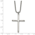 Polished Cross Stainless Steel Box Chain Necklace 1.8mm