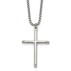 Polished Cross Stainless Steel Box Chain Necklace 1.8mm