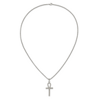 Men's Polished Ankh Cross Stainless Steel Box Chain Necklace 1.8mm