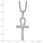 Men's Polished Ankh Cross Stainless Steel Box Chain Necklace 1.8mm