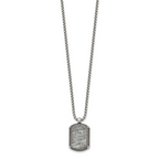 Men's Antiqued Grey Jasper Dog Tag Stainless Steel Box Chain Pendant Necklace 1.8mm