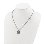 Men's Antiqued Grey Jasper Dog Tag Stainless Steel Box Chain Pendant Necklace 1.8mm