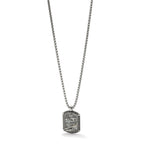 Men's Antiqued Grey Jasper Dog Tag Stainless Steel Box Chain Pendant Necklace 1.8mm
