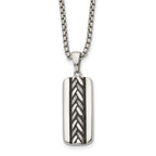 Men's Antiqued Stainless Steel Box Chain Pendant Necklace 1.8mm