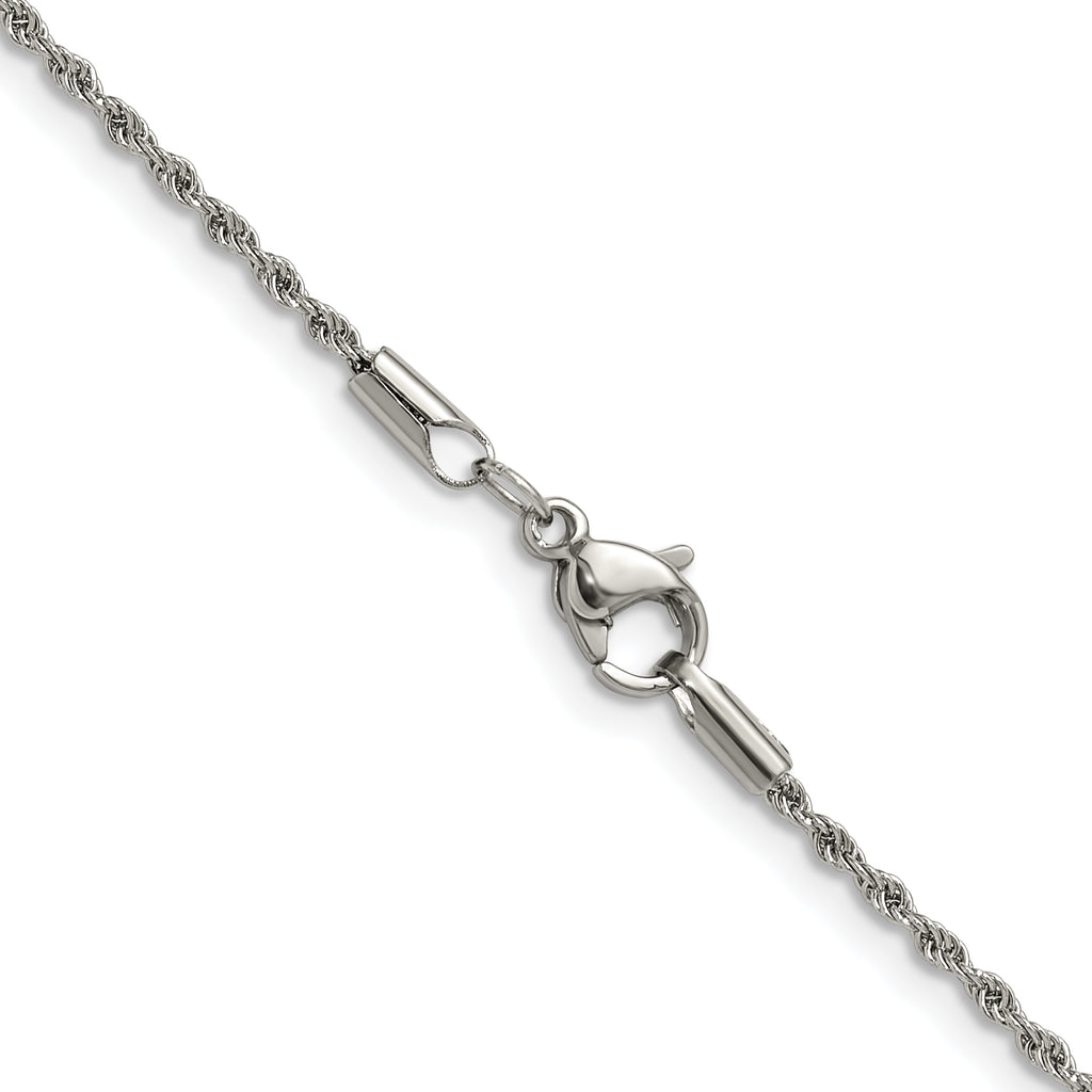 Polished Stainless Steel Rope Chain Necklace 1.5mm