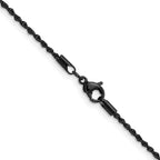 Polished Black Stainless Steel Rope Chain Necklace 1.5mm