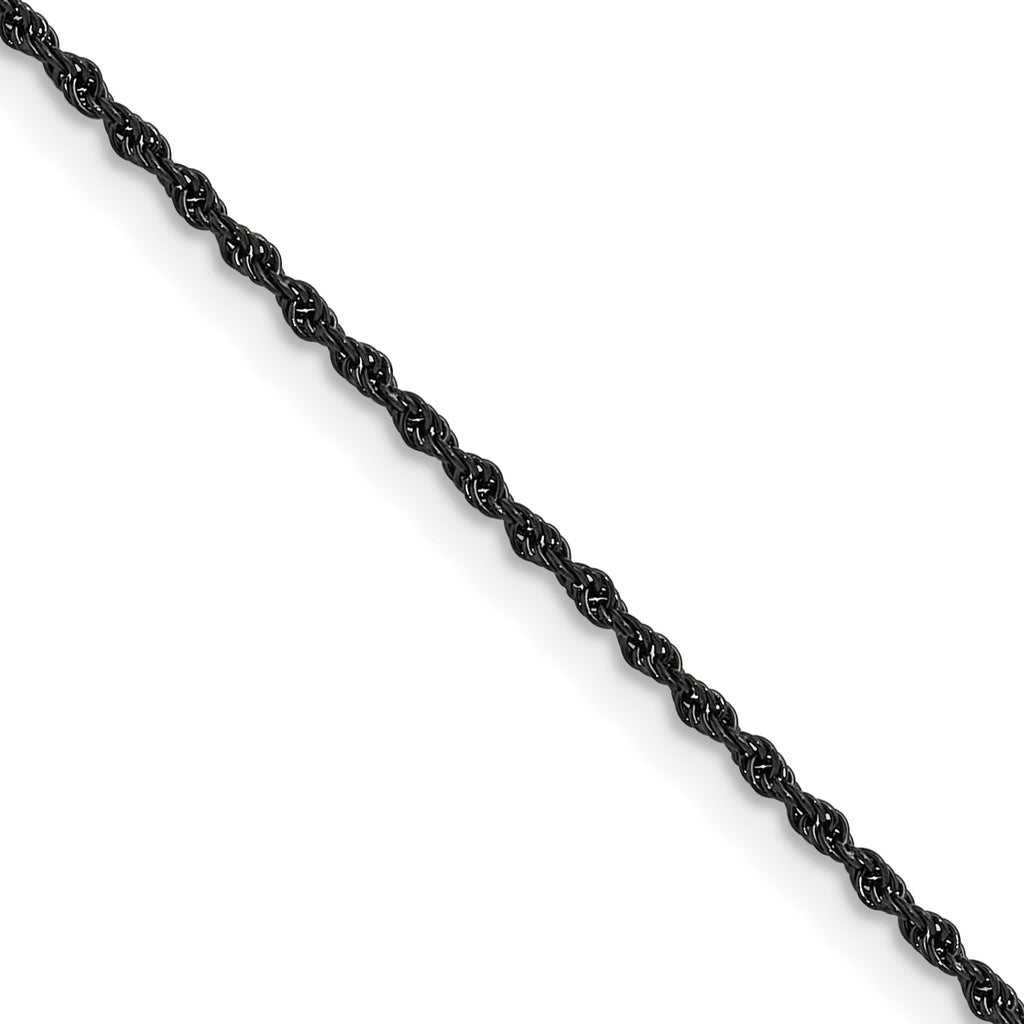Polished Black Stainless Steel Rope Chain Necklace 1.5mm