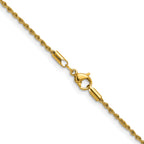 Polished Gold-Tone Stainless Steel Rope Chain Necklace 1.5mm