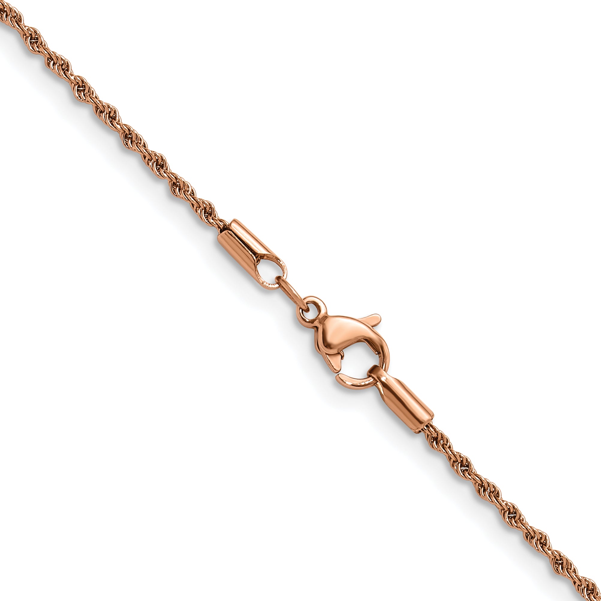 Polished Rose-Tone Stainless Steel Rope Chain Necklace 1.5mm