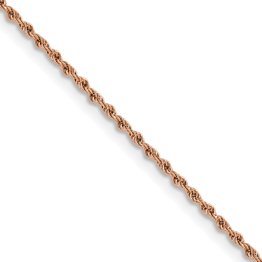 Polished Rose-Tone Stainless Steel Rope Chain Necklace 1.5mm