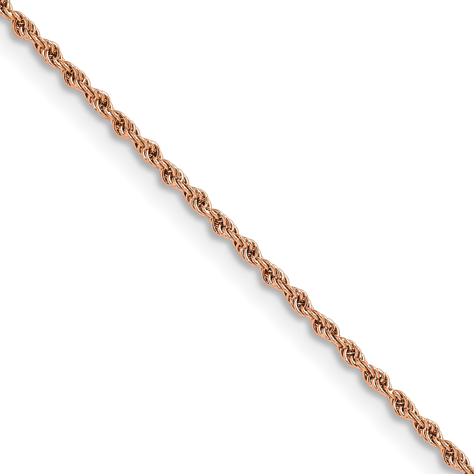 Polished Rose-Tone Stainless Steel Rope Chain Necklace 1.5mm